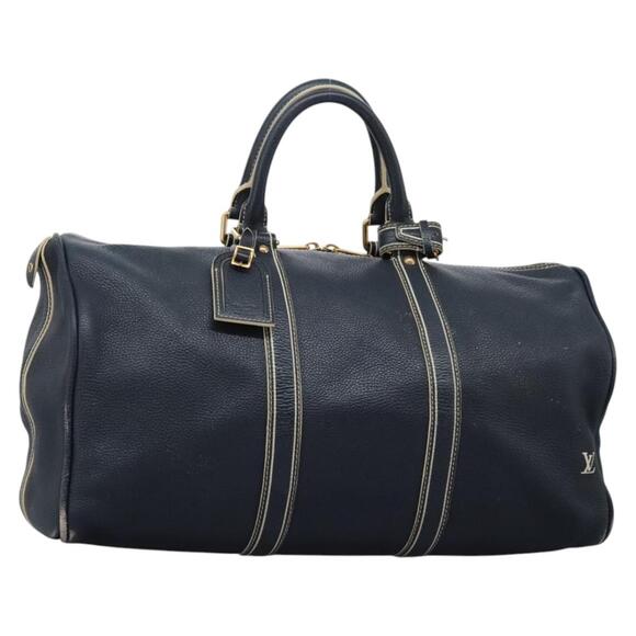 LOUIS VUITTON Tobaco Keepall 50 Boston Bag Leather Navy M95136 - Picture 1 of 16